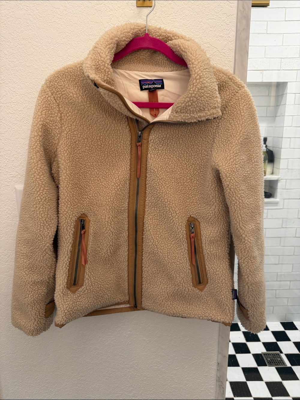 Patagonia Beige/Tan Sherpa Zip-Up Jacket